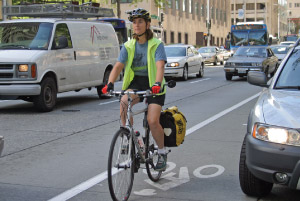 Woman on bike