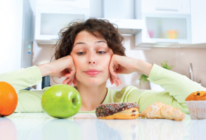 Woman staring at food